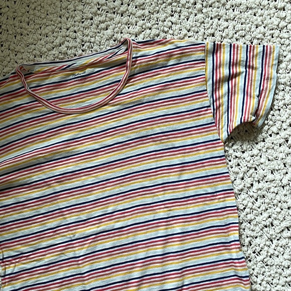 🌈 Madewell Whisper Cotton Crewneck Tee in Rainbow Stripe 🌈 - Picture 3 of 7
